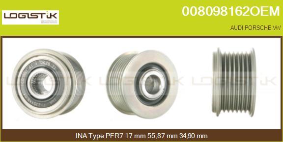 LGK 008098162OEM - Шкив генератора, муфта autospares.lv