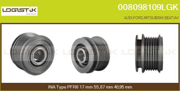 LGK 008098109LGK - Шкив генератора, муфта autospares.lv