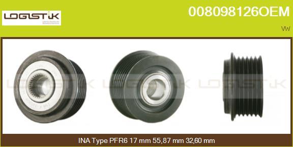 LGK 008098126OEM - Шкив генератора, муфта autospares.lv