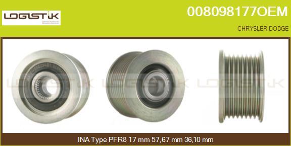 LGK 008098177OEM - Шкив генератора, муфта autospares.lv