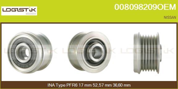 LGK 008098209OEM - Шкив генератора, муфта autospares.lv