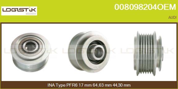 LGK 008098204OEM - Шкив генератора, муфта autospares.lv