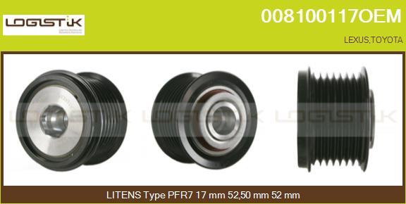 LGK 008100117OEM - Шкив генератора, муфта autospares.lv