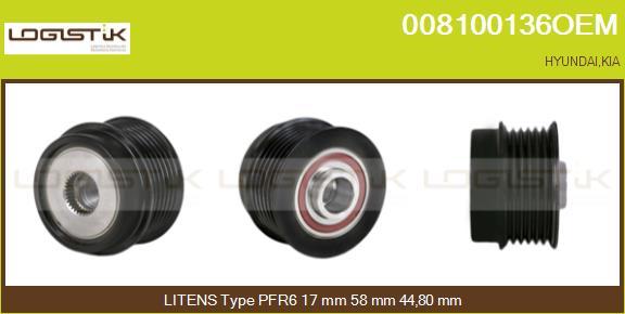 LGK 008100136OEM - Шкив генератора, муфта autospares.lv