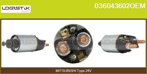 LGK 036043602OEM - Тяговое реле, соленоид, стартер autospares.lv