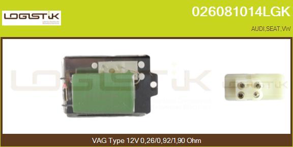 LGK 026081014LGK - Сопротивление, реле, вентилятор салона autospares.lv