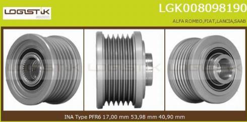 LGK LGK008098190 - Шкив генератора, муфта autospares.lv