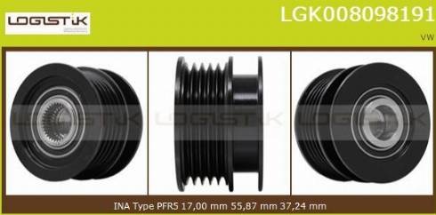 LGK LGK008098191 - Шкив генератора, муфта autospares.lv