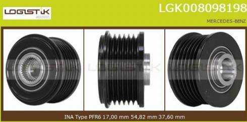 LGK LGK008098198 - Шкив генератора, муфта autospares.lv