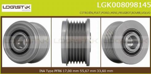 LGK LGK008098145 - Шкив генератора, муфта autospares.lv