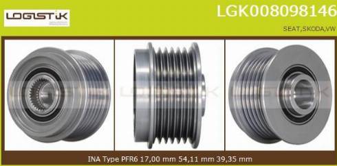 LGK LGK008098146 - Шкив генератора, муфта autospares.lv