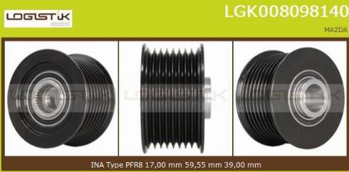 LGK LGK008098140 - Шкив генератора, муфта autospares.lv