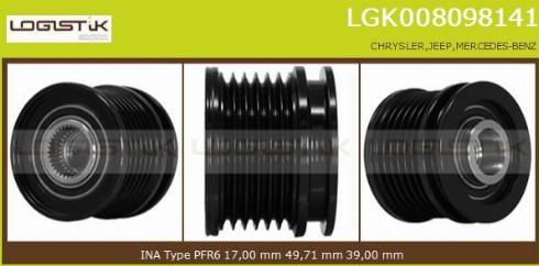 LGK LGK008098141 - Шкив генератора, муфта autospares.lv