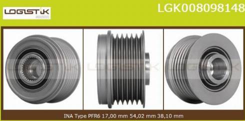 LGK LGK008098148 - Шкив генератора, муфта autospares.lv