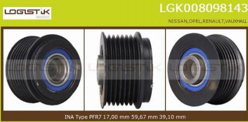 LGK LGK008098143 - Шкив генератора, муфта autospares.lv