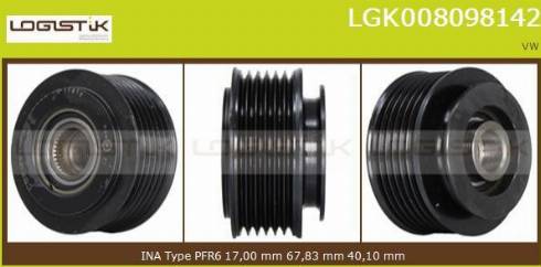 LGK LGK008098142 - Шкив генератора, муфта autospares.lv