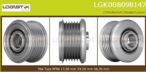 LGK LGK008098147 - Шкив генератора, муфта autospares.lv