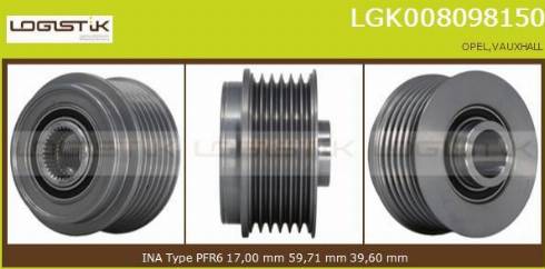 LGK LGK008098150 - Шкив генератора, муфта autospares.lv