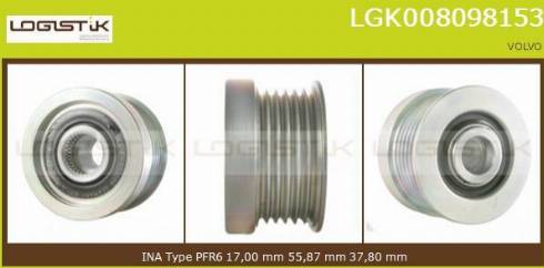 LGK LGK008098153 - Шкив генератора, муфта autospares.lv