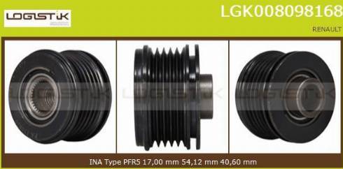 LGK LGK008098168 - Шкив генератора, муфта autospares.lv