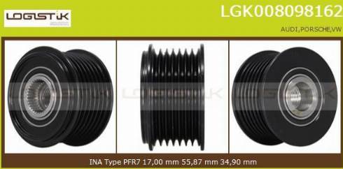 LGK LGK008098162 - Шкив генератора, муфта autospares.lv