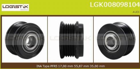 LGK LGK008098104 - Шкив генератора, муфта autospares.lv