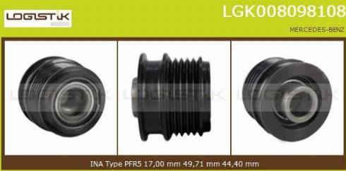 LGK LGK008098108 - Шкив генератора, муфта autospares.lv