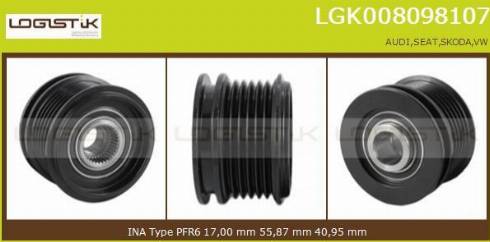 LGK LGK008098107 - Шкив генератора, муфта autospares.lv