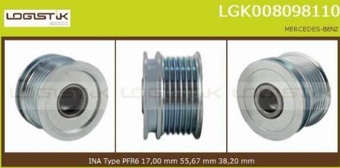 LGK LGK008098110 - Шкив генератора, муфта autospares.lv