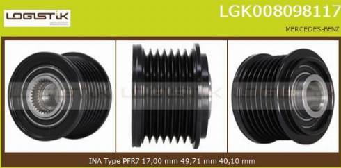 LGK LGK008098117 - Шкив генератора, муфта autospares.lv