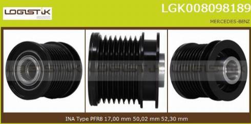 LGK LGK008098189 - Шкив генератора, муфта autospares.lv