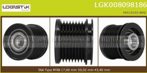 LGK LGK008098186 - Шкив генератора, муфта autospares.lv