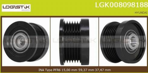 LGK LGK008098188 - Шкив генератора, муфта autospares.lv