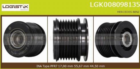 LGK LGK008098135 - Шкив генератора, муфта autospares.lv