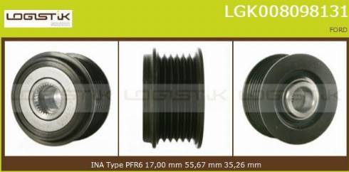 LGK LGK008098131 - Шкив генератора, муфта autospares.lv