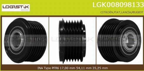 LGK LGK008098133 - Шкив генератора, муфта autospares.lv