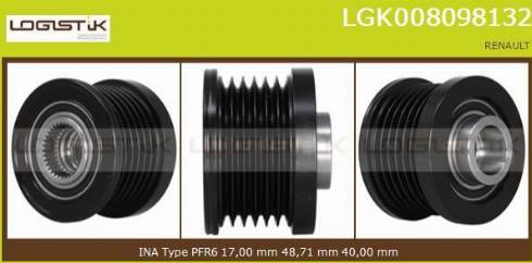 LGK LGK008098132 - Шкив генератора, муфта autospares.lv