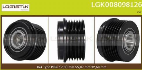 LGK LGK008098126 - Шкив генератора, муфта autospares.lv