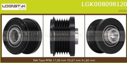 LGK LGK008098120 - Шкив генератора, муфта autospares.lv