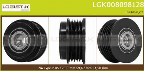 LGK LGK008098128 - Шкив генератора, муфта autospares.lv