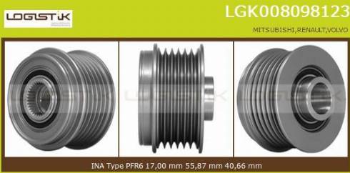 LGK LGK008098123 - Шкив генератора, муфта autospares.lv