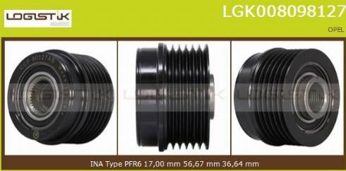 LGK LGK008098127 - Шкив генератора, муфта autospares.lv