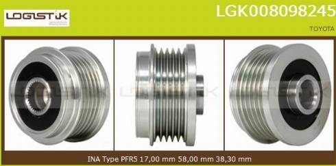 LGK LGK008098245 - Шкив генератора, муфта autospares.lv