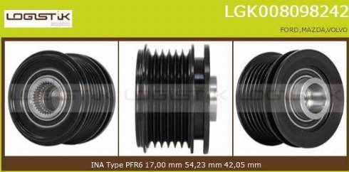 LGK LGK008098242 - Шкив генератора, муфта autospares.lv