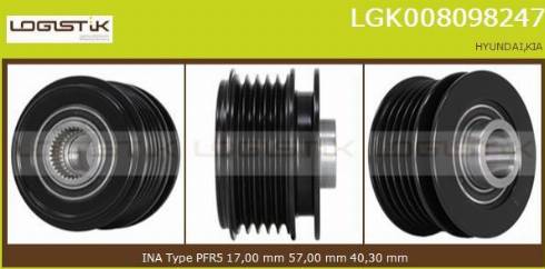 LGK LGK008098247 - Шкив генератора, муфта autospares.lv
