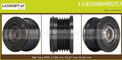 LGK LGK008098257 - Шкив генератора, муфта autospares.lv