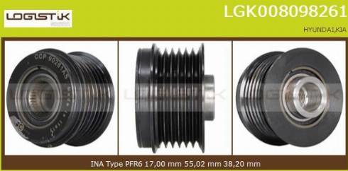 LGK LGK008098261 - Шкив генератора, муфта autospares.lv
