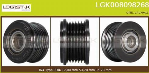 LGK LGK008098268 - Шкив генератора, муфта autospares.lv