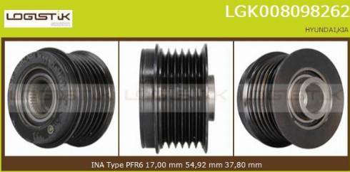 LGK LGK008098262 - Шкив генератора, муфта autospares.lv