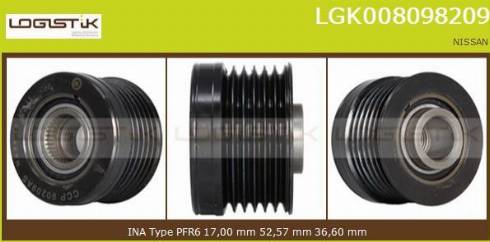 LGK LGK008098209 - Шкив генератора, муфта autospares.lv